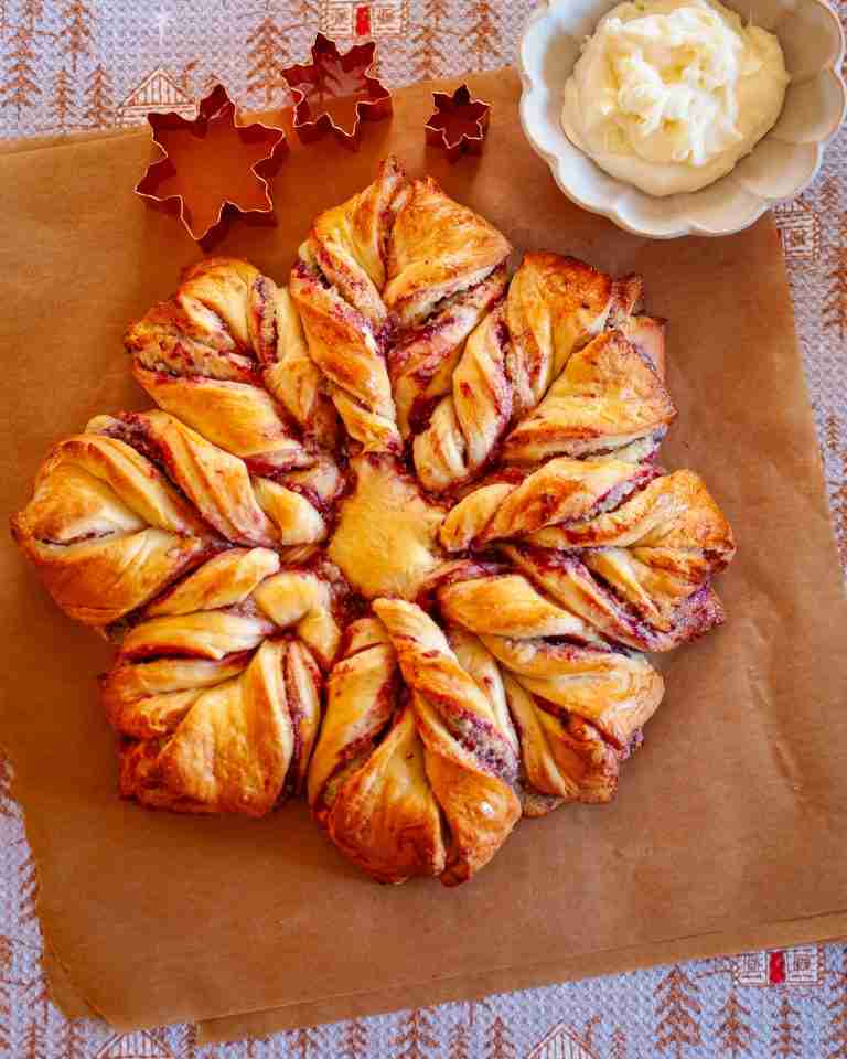 Snowflake pastry golden brown after baking.