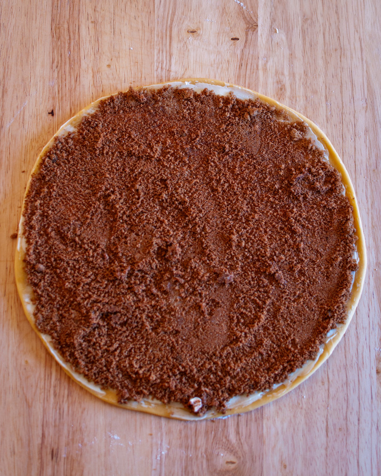 Spiced brown sugar has been added to the dough.